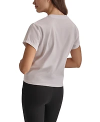 Dkny Sport Women's Cotton Stud Logo Knot-Front T-Shirt