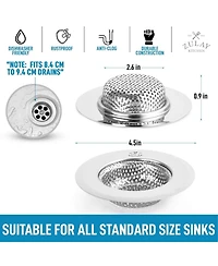 Wide Rim 4.5” Diameter Stainless Steel Sink Strainer (2 Pack)