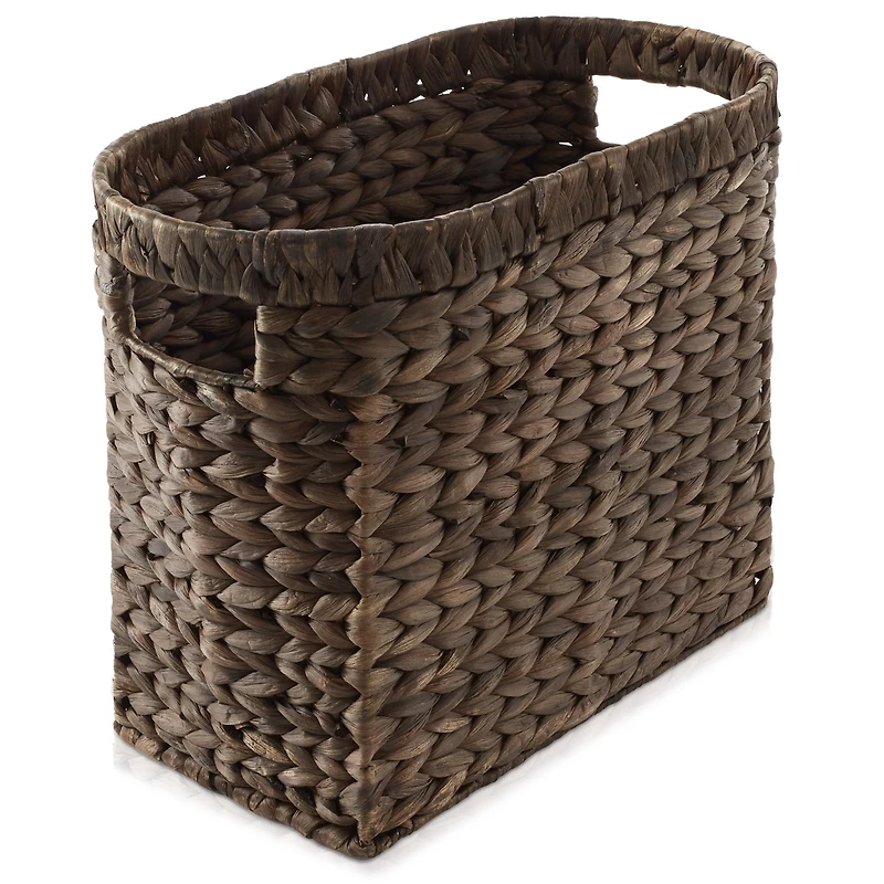 Casafield Magazine Holder Basket with Handles - Oval Seagrass Storage Bin for Bathroom, Home Office