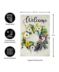 Evergreen Daisy Wreath Garden Burlap Flag 12.5 x 18 Inches Indoor Outdoor Decor