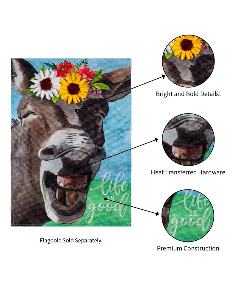 Evergreen Donkey Friend Garden Burlap Flag 12.5 x 18 Inches Indoor Outdoor Decor