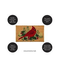 Evergreen Winter Cardinal Indoor Outdoor Natural Coir Doormat 1'4"x2'4" Brown