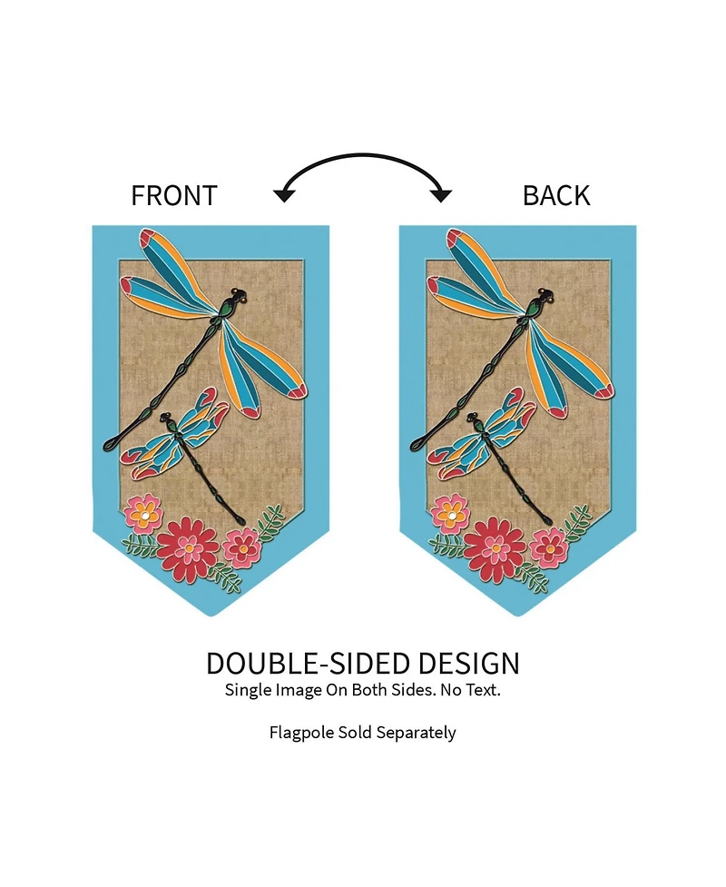 Evergreen Dragonflies and Flowers Shaped Burlap Garden Flag
