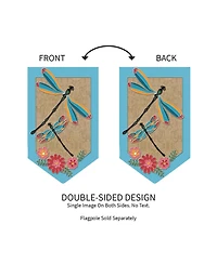 Evergreen Dragonflies and Flowers Shaped Burlap Garden Flag