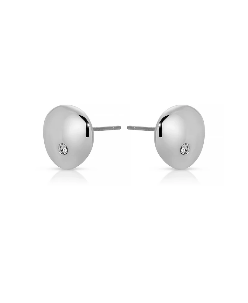 Ettika Polished Pebble Single Crystal Stud Earrings