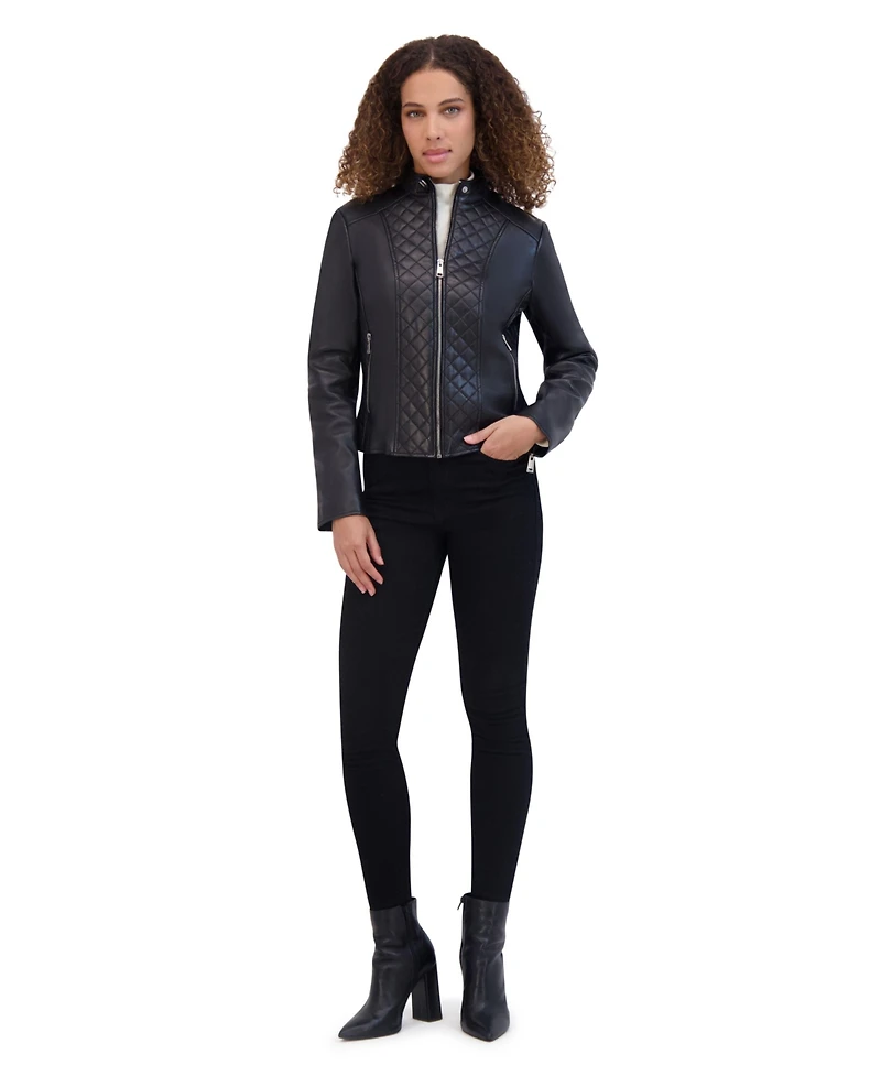 Women's Marlette quilted lamb leather scuba jacket
