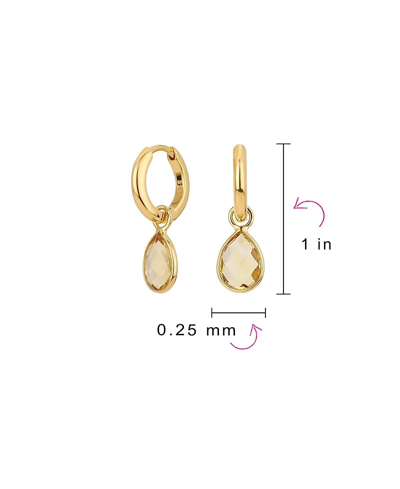 Bling Jewelry Dainty Natural Aquamarine Teardrop Huggie Drop Earrings .925 Sterling Silver