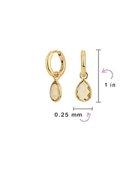 Bling Jewelry Dainty Natural Aquamarine Teardrop Huggie Drop Earrings .925 Sterling Silver