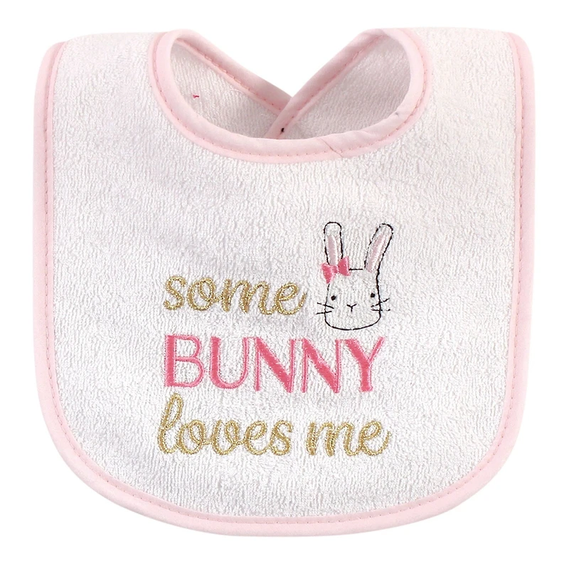 Hudson Baby Girls Cotton Terry Drooler Bibs with Fiber Filling