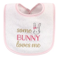 Hudson Baby Girls Cotton Terry Drooler Bibs with Fiber Filling
