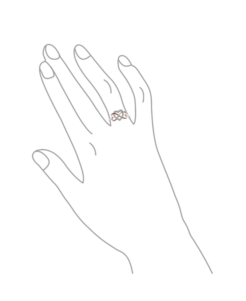 Bling Jewelry Two Tone Pave Cz Accent Cubic Zirconia Crossover Intertwined Infinity Heart Promise Ring Rose Gold Plated Sterling Silver