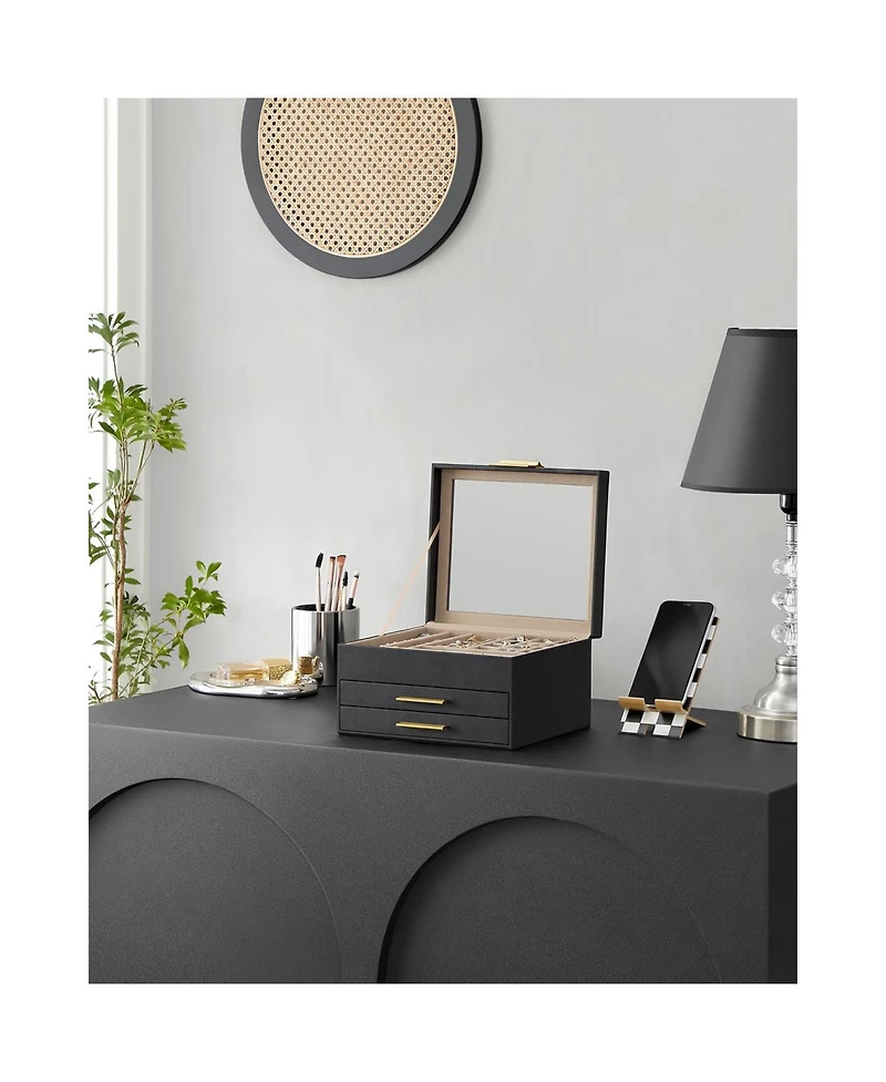 Slickblue Jewelry Box With Glass Lid, Multi-layer Organizer, For Big And Small