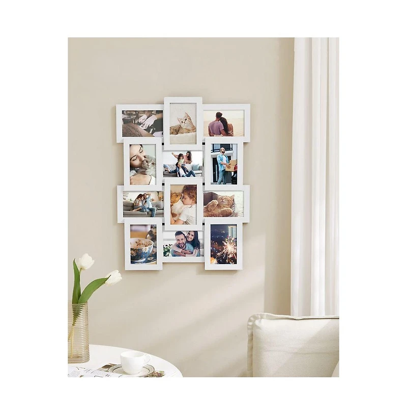 12-Opening Photo Collage Frame with Glass Cover for Multiple Picture Display