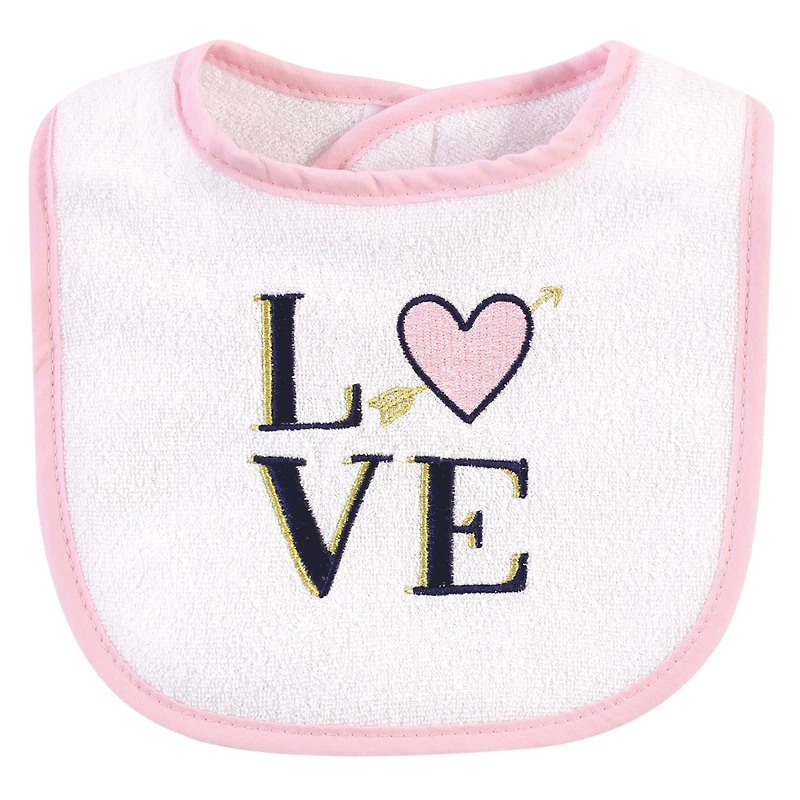 Hudson Baby Girls Cotton Terry Bib and Burp Cloth Set
