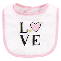 Hudson Baby Girls Cotton Terry Bib and Burp Cloth Set
