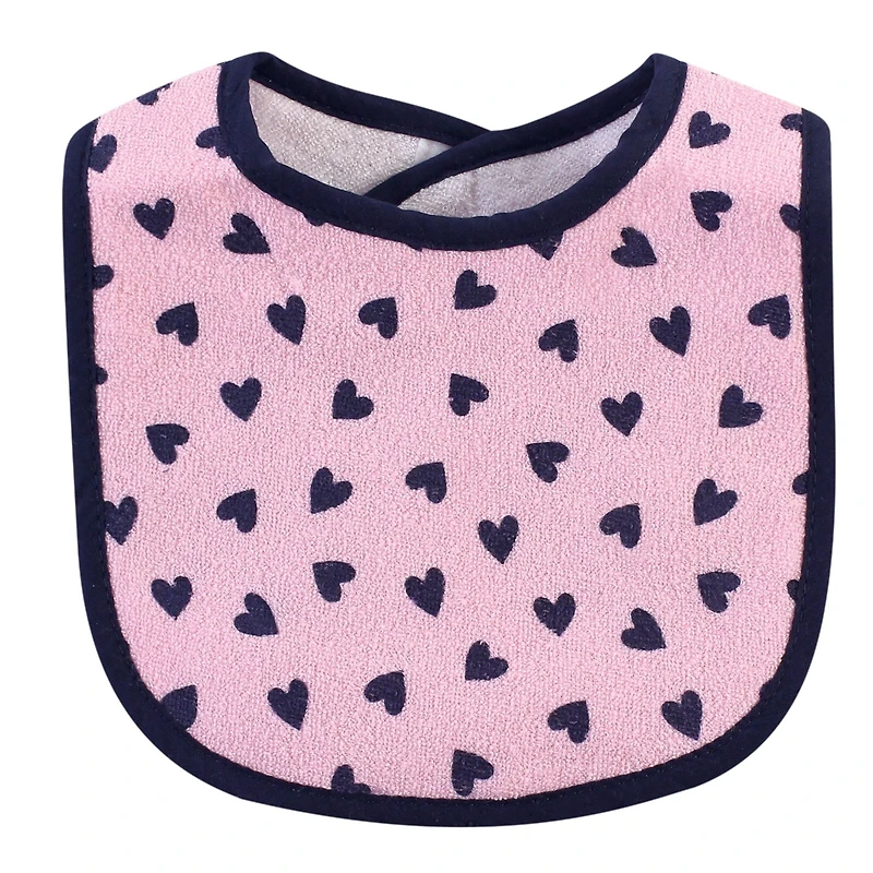 Hudson Baby Girls Cotton Terry Bib and Burp Cloth Set