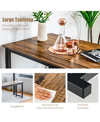Sugift 3 Pieces Dining Table Set with 2 Benches for Dining Room Kitchen Bar
