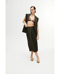 Nocturne Women's Midi Skirt with Back Slits