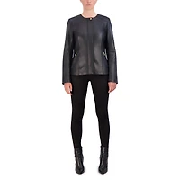 Cole Haan Women's Collarless Leather Jacket