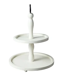 Glitzhome 18"H White Wood Double Tiered Tray
