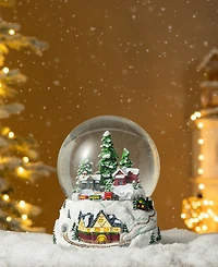 Glitzhome 150mm Christmas Oversized Resin Lighted Musical Snowflakes Village Waterglobe