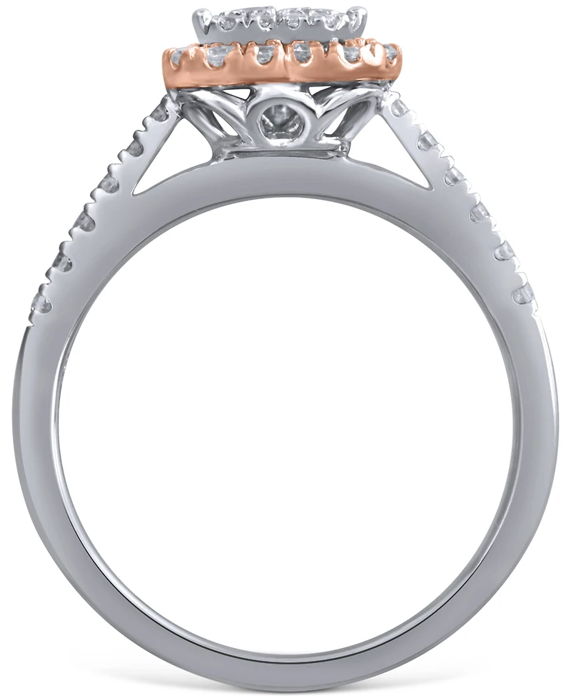 Diamond Heart Cluster Ring (1/2 ct. t.w.) in 14k Rose & White Gold