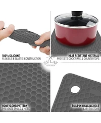 Zulay Kitchen 4 Pack Non-Slip Silicone Trivet Mat Set