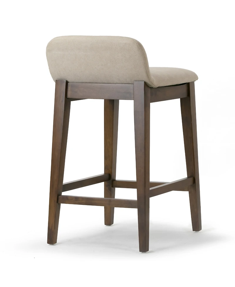 Glamour Home 25" Atia Rubberwood, Fabric Counter Height Stool, Set of 2