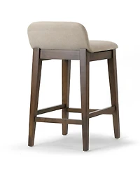 Glamour Home 25" Atia Rubberwood, Fabric Counter Height Stool, Set of 2