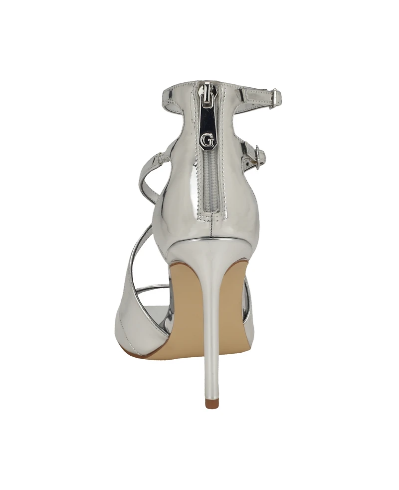 Guess Women's Sella Open Toe Cross Strap Single Sole Heels