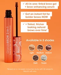 Grande Cosmetics Travel-Size GrandeBROW 2-In-1 Tinted Brow Gel + Enhancing Serum, 0.02 oz.