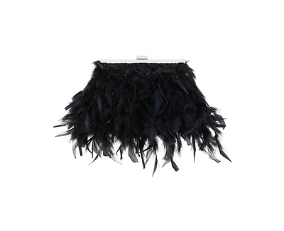 Nina All Over Feather Frame Clutch