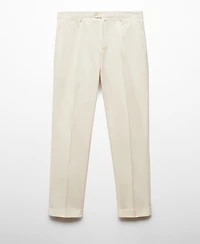 Mango Men's Pleated Cotton Linen Trousers