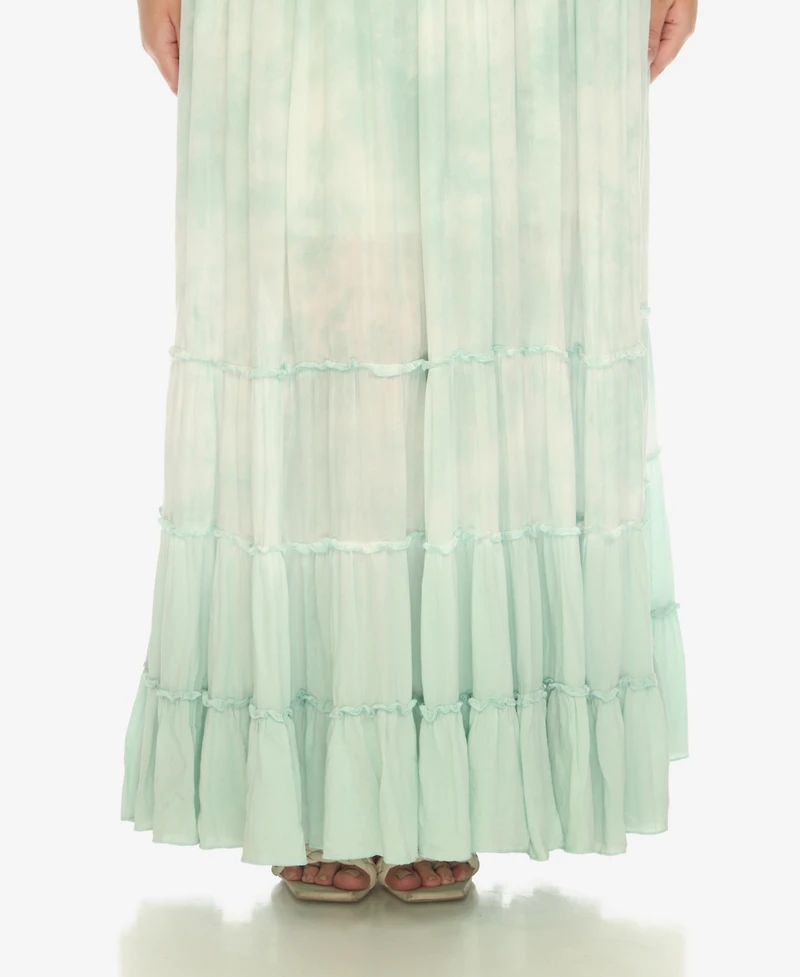 White Mark Plus Smocked Ruffle Maxi Dress