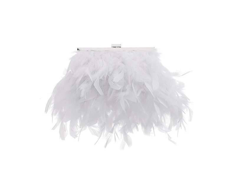 Nina All Over Feather Frame Clutch