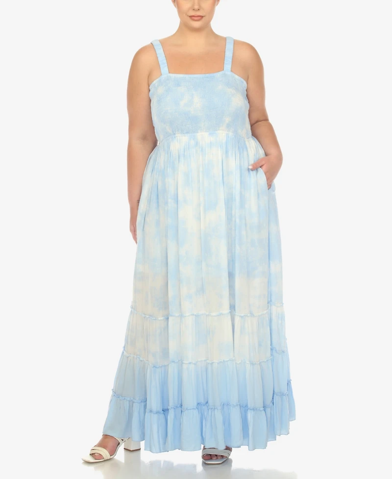 White Mark Plus Smocked Ruffle Maxi Dress