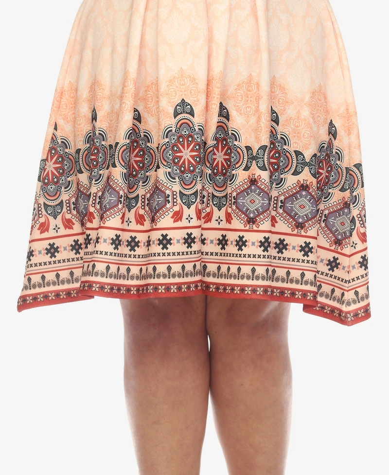 White Mark Plus Fit and Flare Knee Length Dress