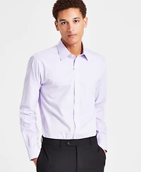 Men's Regular Fit Non-Iron Spread Collar Check Pinpoint Dress Shirt