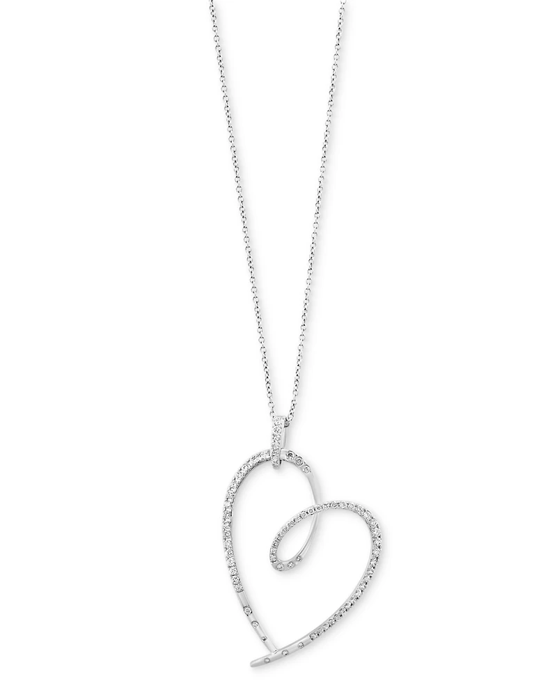 Effy Diamond Open Heart 18" Pendant Necklace (3/4 ct. t.w.) in 14k White Gold