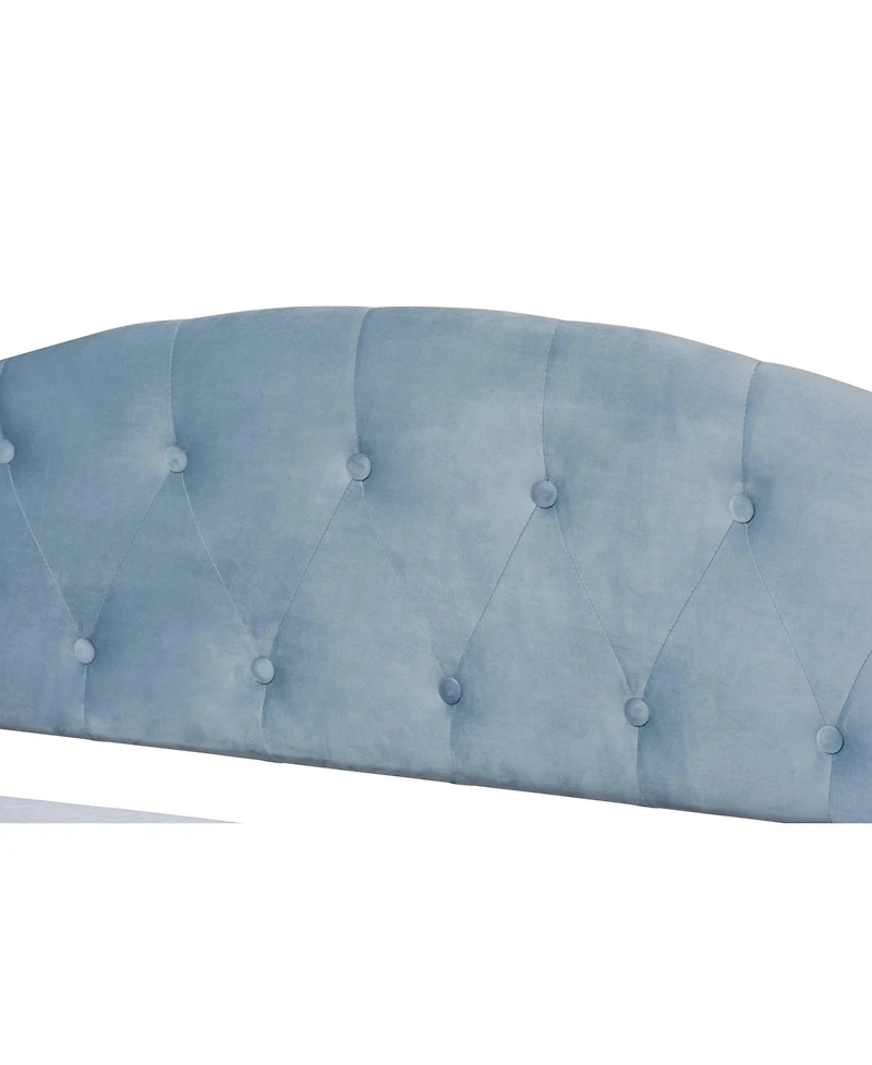 Baxton Studio Benjamin Modern and Contemporary Light Blue Velvet Fabric Upholstered and Dark Brown Finished Wood Twin Size Daybed