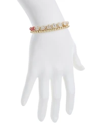 Unwritten Multi Pink Quartz Auntie Stone and Beaded Stretch Bracelet Set