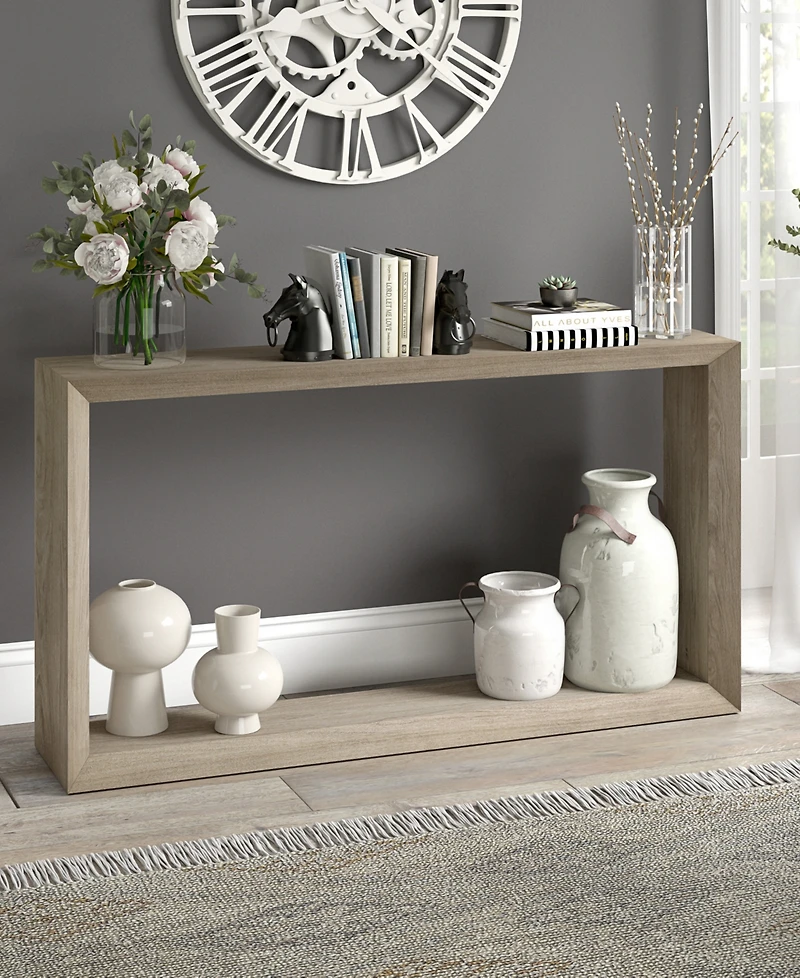 Hudson & Canal Osmond 55" Wide Rectangular Console Table in Antiqued Gray Oak