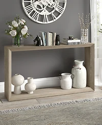 Hudson & Canal Osmond 55" Wide Rectangular Console Table in Antiqued Gray Oak