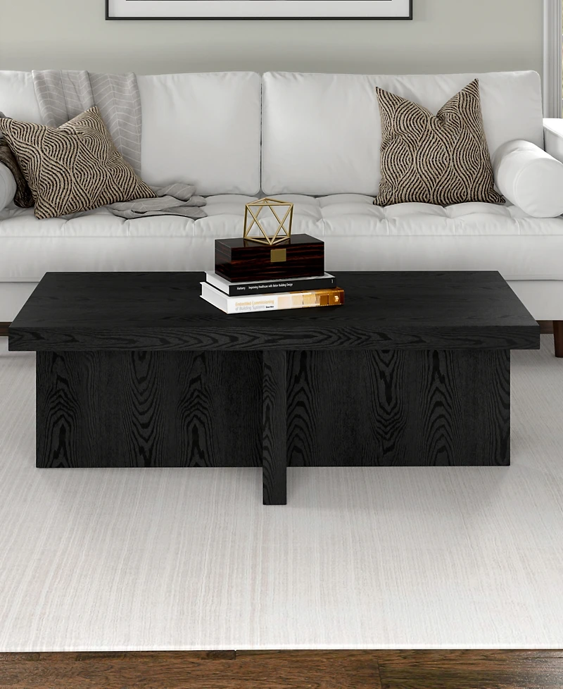 Hudson & Canal Elna 44" Wide Rectangular Coffee Table in Black Grain
