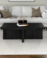 Hudson & Canal Elna 44" Wide Rectangular Coffee Table in Black Grain