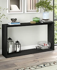 Hudson & Canal Osmond 55" Wide Rectangular Console Table in Black Grain