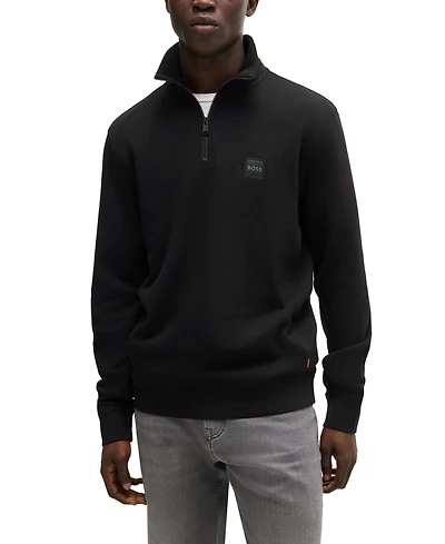 Boss by Hugo Boss Men's Logo Patch Zip-Neck Sweatshirt