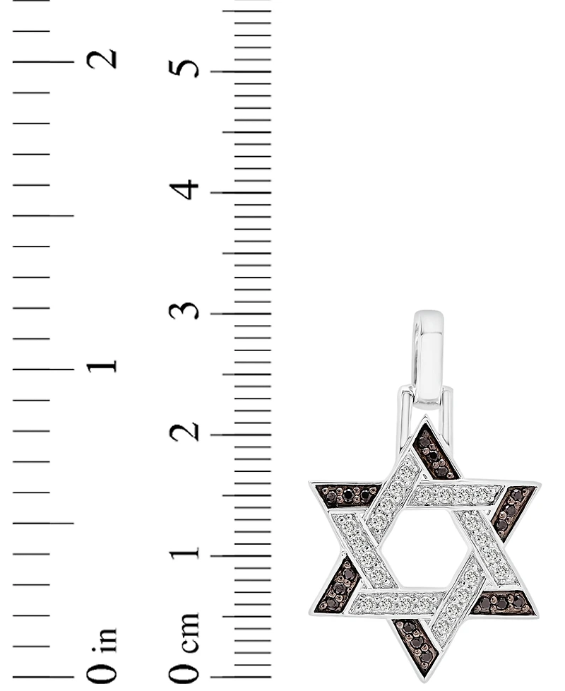 Men's Black & White Diamond Star of David Pendant (3/8 ct. t.w.) in 10k White Gold