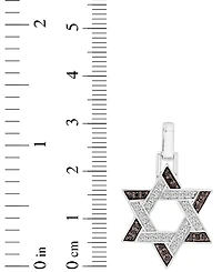 Men's Black & White Diamond Star of David Pendant (3/8 ct. t.w.) in 10k White Gold