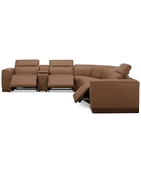 Lovro -Pc. Leather Sectional with Power Motion Chairs & 1 Console
